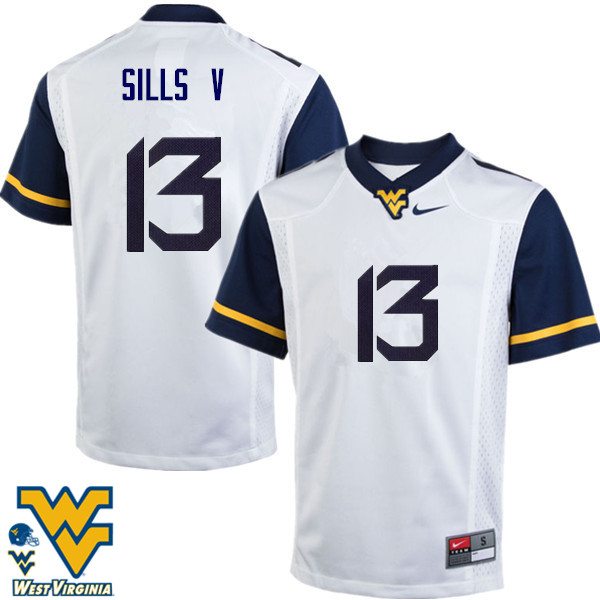 Men #13 David Sills V West Virginia Mountaineers College Football Jerseys-White